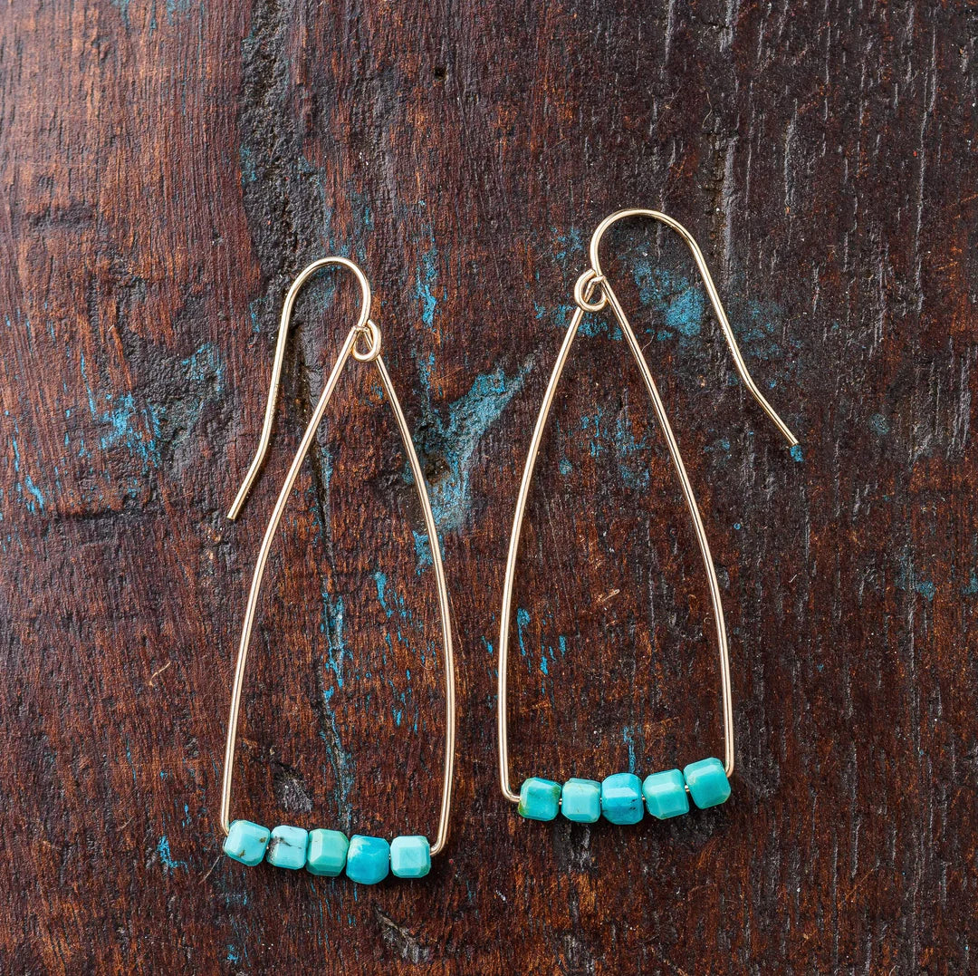 Turquoise Petite Cubist Gemstone Earring