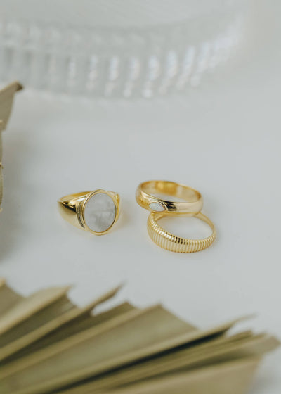 Gold Rings - Mother of Pearl Signet