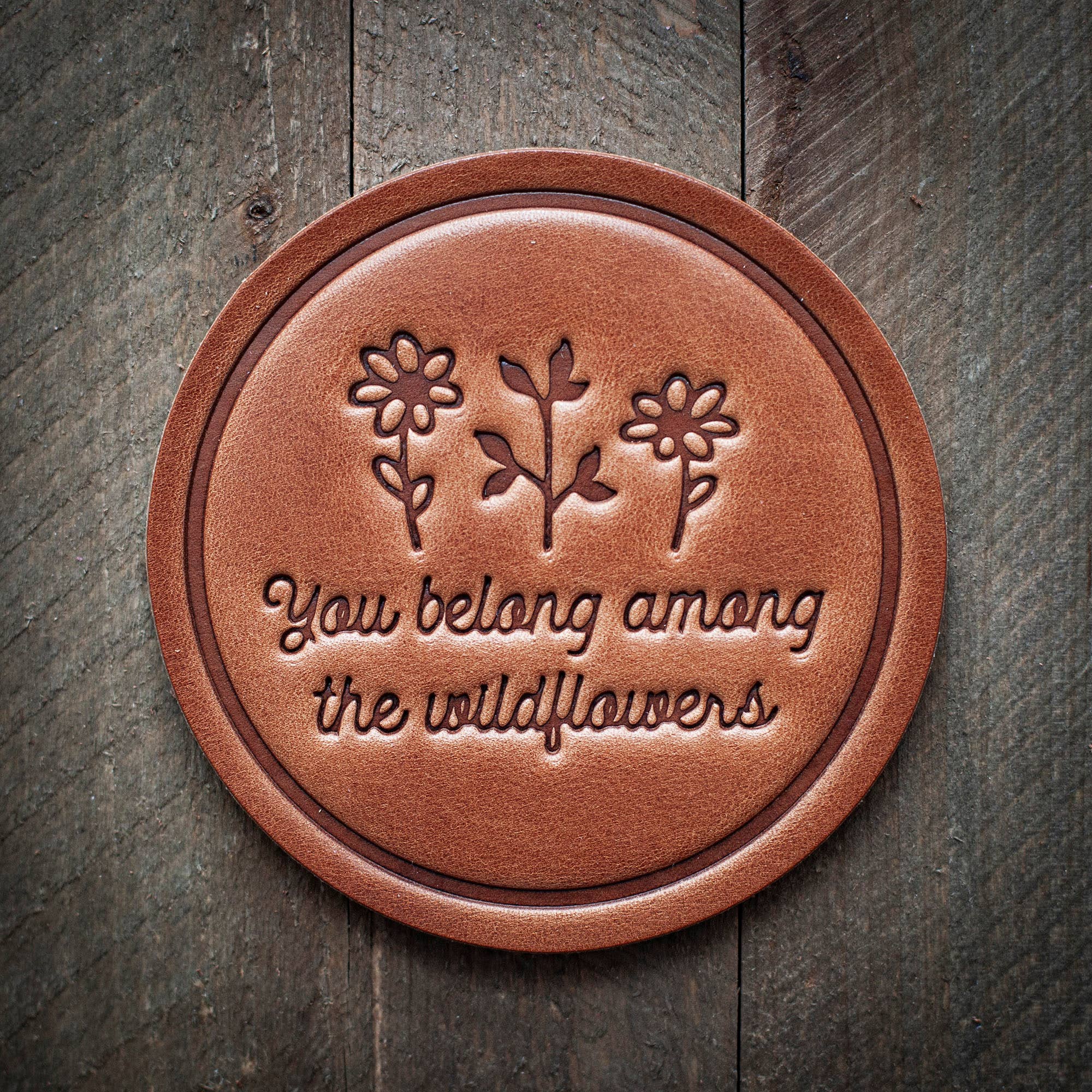 Wildflowers Leather Coaster