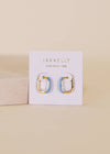 Color Dipped Rectangle Hoop Earrings - Bermuda Blue Enamel