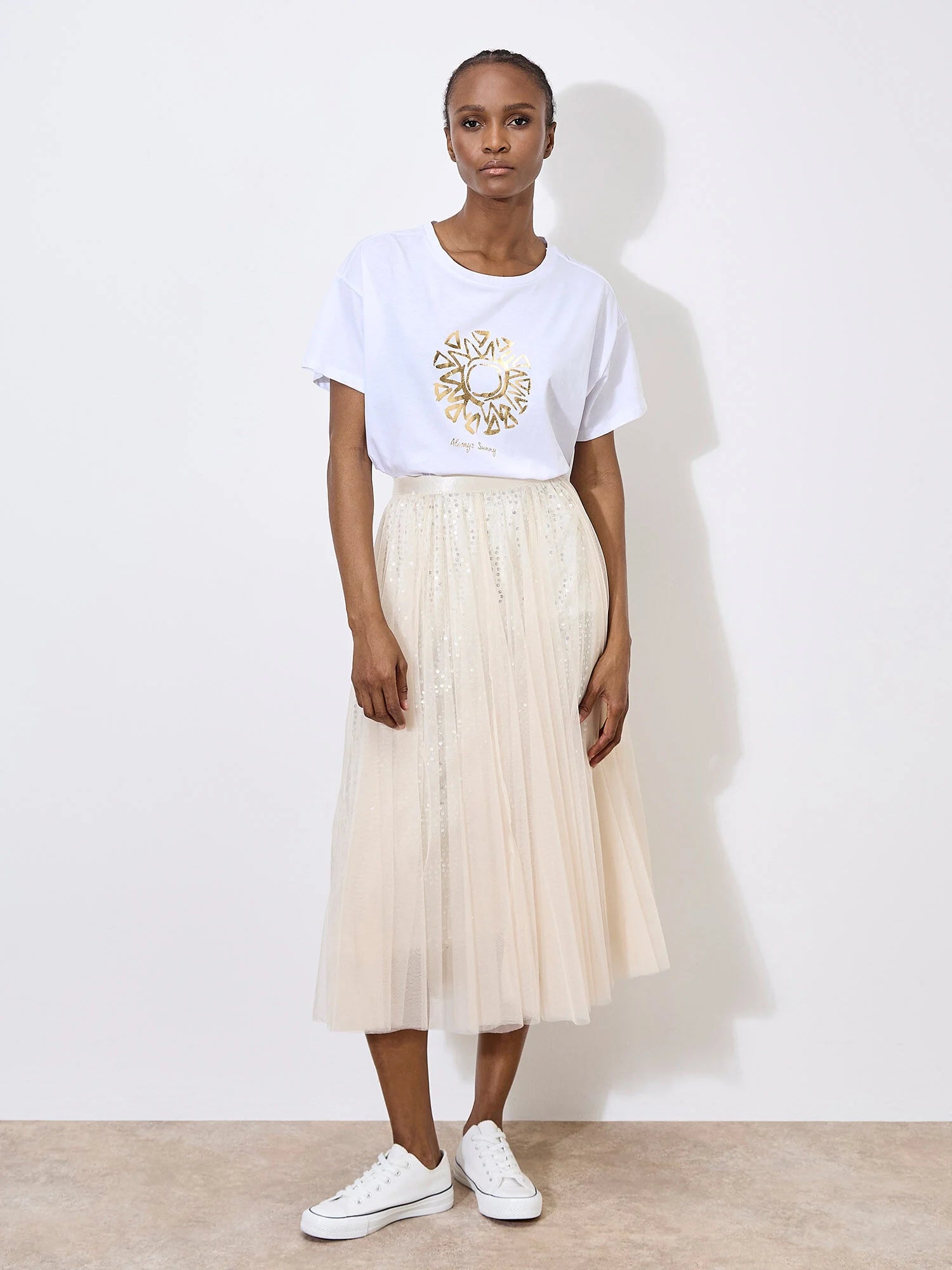 Tulle & Sequin Midi Layer Skirt