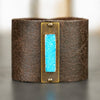 2" Leather Cuff w/ Bright Turquoise Druzy