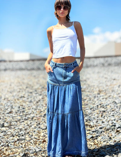 Fun Denim Maxi Skirt