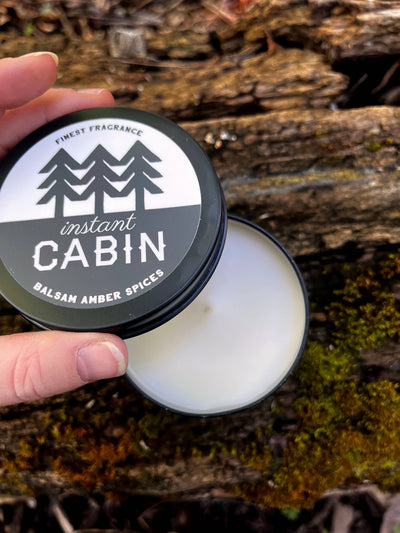 Instant Cabin Scented Candle Tin - Balsam Amber Scented
