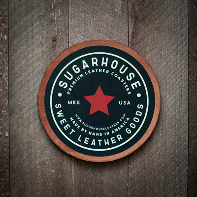 Beer Here! Leather Coaster