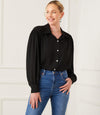 Drop Shoulder Button Up Blouse