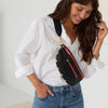 Charles Crossbody MED- Black w/ Red Zip