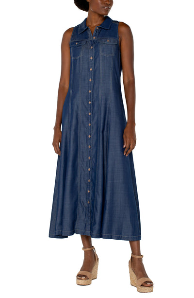 Sleeveless Button Down Maxi Dress