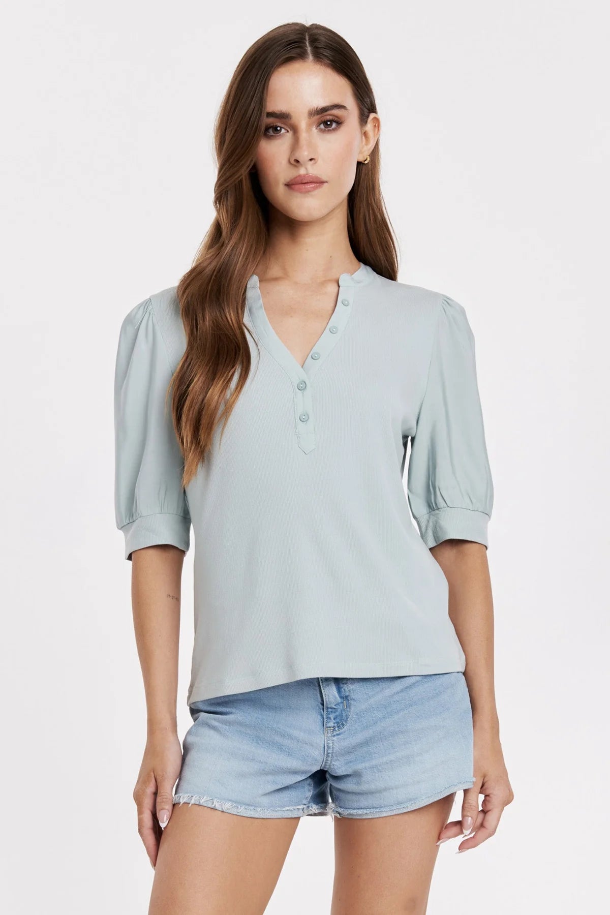 Tanner Puff Sleeve Henley Top