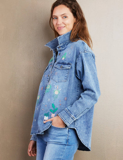 Denim Hanging Plants Shirt