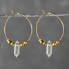 Double Pointed Crystal w/ Golden Hematite Beads Hoop Earring