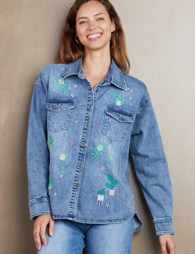 Denim Hanging Plants Shirt