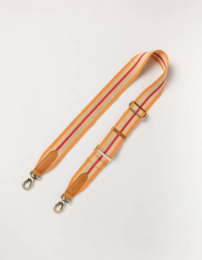 Striped Webbing Strap - Orange/Red/Cognac Classic Leather