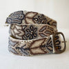 Monochromatic Embroidered Wool Belt, Cream