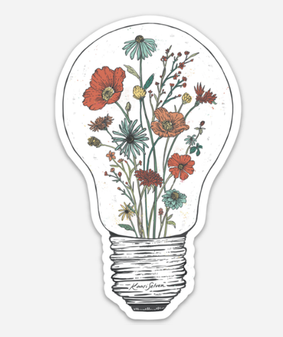 Floral Lightbulb - Waterproof Flower Sticker