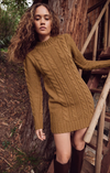 Sage Cable Knit Sweater Mini Dress