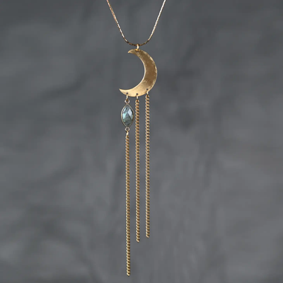 Hammered Moon w/Labradorite On An Adjustable Chain