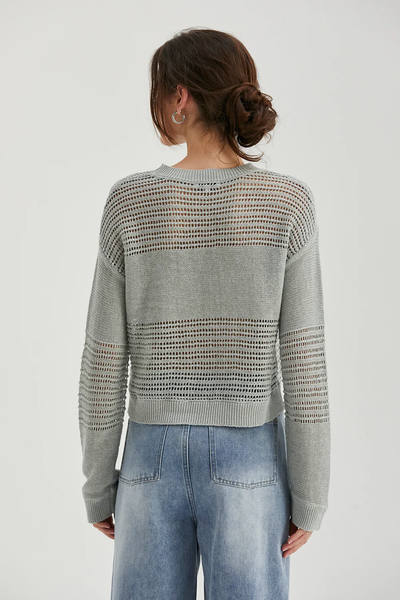 Donna Linen Cotton Netted Pullover