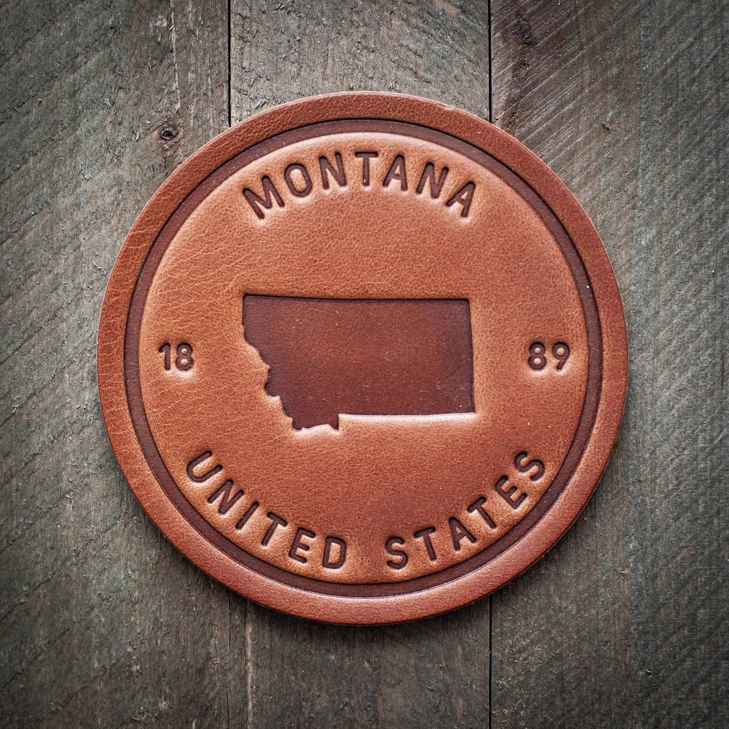 Montana State Leather Coaster