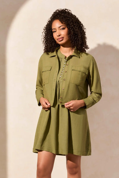 Linen Blend Button Front Jacket