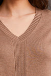 Long Sleeve V-Neck Sweater W/Cable Knit Detail