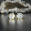 Semi Precious Hexagon Gemstone Studs